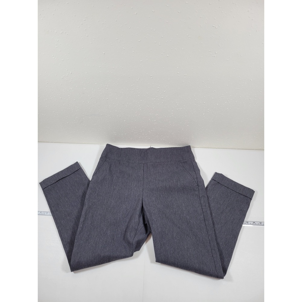Roz & Ali Dress Pants Womens 10 Gray Excellent Cuffed Pull On Stretch Trousers